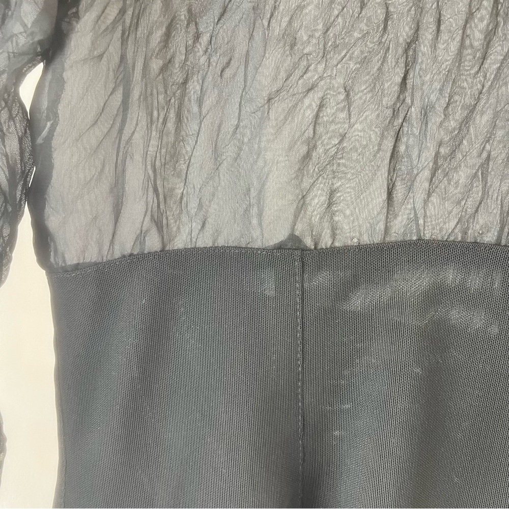 Vintage Blacky dress Berlin sleeved semi-sheer top. Black with Floral Design 8 - Picture 9 of 16